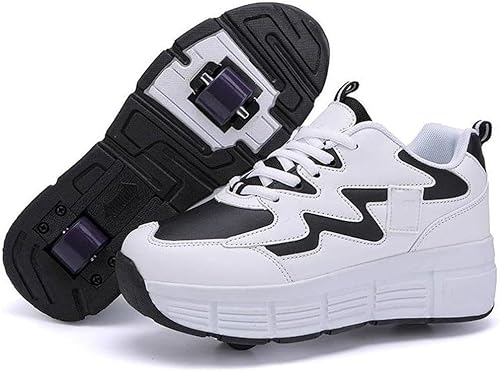 XRDSHY Schuhe mit Rollen für Jungen und Mädchen, Skateboardschuhe, Sportschuhe, Turnschuhe, Kinder und Erwachsene, 2-in-1-Multifunktionsrollschuhe, Black1-40 EU von XRDSHY