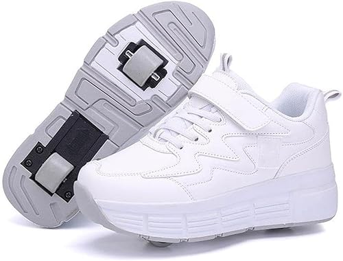 XRDSHY Schuhe mit Rollen für Jungen und Mädchen, Skateboardschuhe, Sportschuhe, Turnschuhe, Kinder und Erwachsene, 2-in-1-Multifunktionsrollschuhe, White1-33 EU von XRDSHY