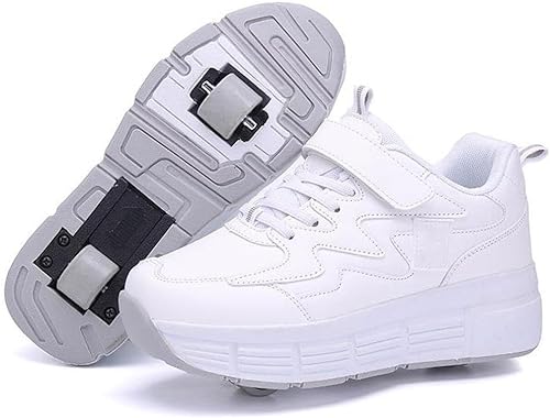 XRDSHY Schuhe mit Rollen für Jungen und Mädchen, Skateboardschuhe, Sportschuhe, Turnschuhe, Kinder und Erwachsene, 2-in-1-Multifunktionsrollschuhe, White1-40 EU von XRDSHY