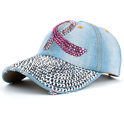 XRDSS Damen Baseball Cap Mädchen Frauen Strass Sommer Outdoor Kappe (B-Hellblau) von XRDSS