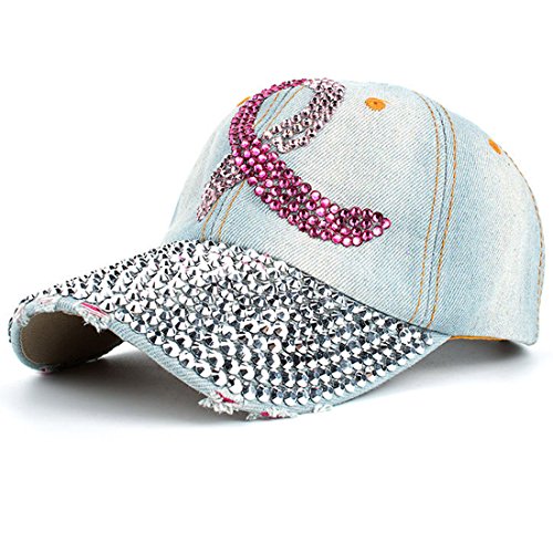 XRDSS Damen Baseball Cap Mädchen Frauen Strass Sommer Outdoor Kappe (C-Hellblau) von XRDSS