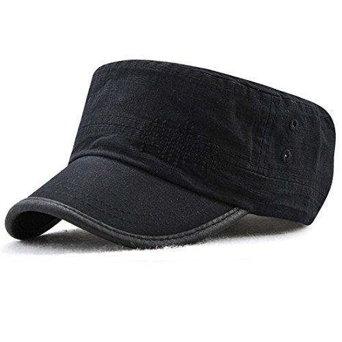 XRDSS Vintage Cotton Army Military Flat Cap Sonnnen Baseball Kappe (Schwarz) von XRDSS