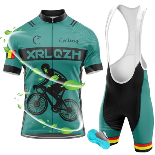 XRLQZH Herren Radtrikot Set Kurzarm Herrentrikot und Radhose mit 9D Gel Radhose Atmungsaktiv und Schnell Trockend Rennrad trikot herren (TYP-8,6XL) von XRLQZH