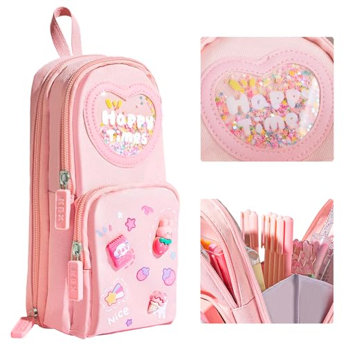 XRPRPX Federmäppchen für Mädchen, Kawaii Federmäppchen Große Federtasche Ästhetische Federtasche mit Griff für Mädchen, rose, Ästhetisches Federmäppchen von XRPRPX