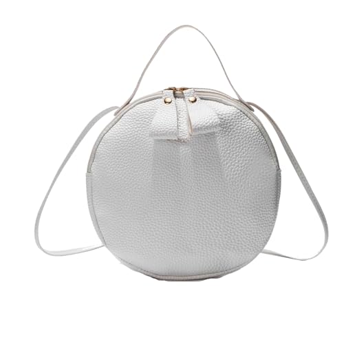 XSAORO Chic Round Damen Schultertasche Crossbody Bag Schultertasche mit Doppelreißverschlüssen und verstellbarem Riemen für Frauen Mädchen (Grau), GRAU von XSAORO