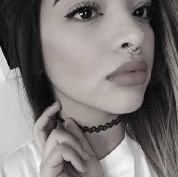 14K Massiver Weißgold Septum Multiball Nickelfrei Biegsamer Ring.. 16G.. 8mm von XSBodyJewelry