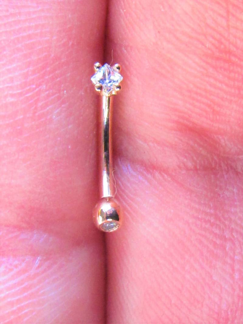14K Rose Gold Rook, Augenbrauen Piercing Prung Set Curved Barbell ..16G ..8 Mm 14K Rose Gold Rook, Augenbrauen Piercing Prung Set Curved Barbell ..16G ..8 Mm von XSBodyJewelry