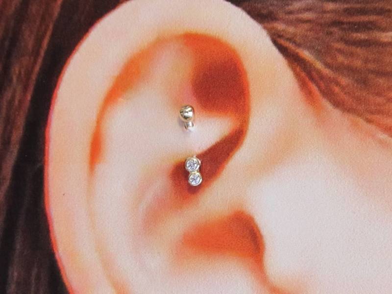 14K Solid Gold 16G Turm, Eyebow, Daith Piercing Curded Barbell .. 6 Mm Oder 8 von XSBodyJewelry
