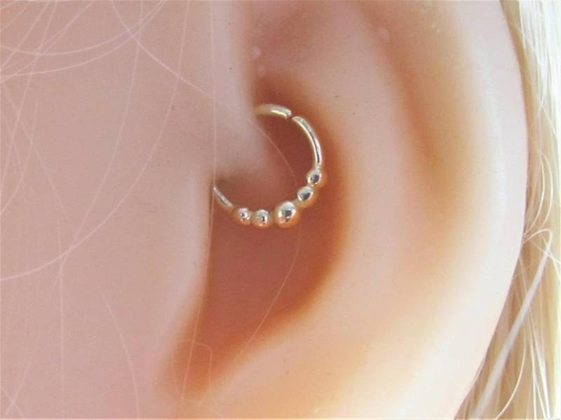 14K Solid Gold Daith, Helix, Snug, Kristall Piercing Biegbarer Ring..18G..8 Mm von XSBodyJewelry