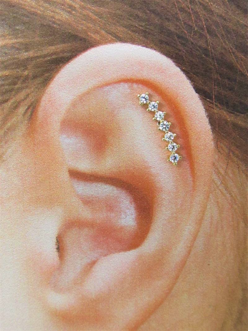 14K Solid Gold Helix, Knorpel 7 Cz Labret Ring..16G..6 Mm | Nickelfrei von XSBodyJewelry