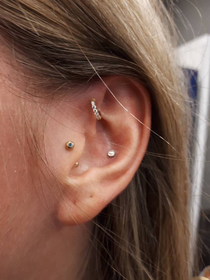 14K Solid Gold Helix Multistone Biegbare Nahtlose Ring..18G..7 Mm..beauty von XSBodyJewelry