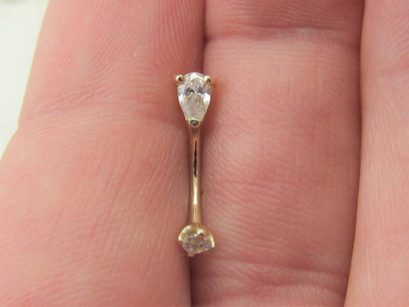 14K Solid Gold Tearprop Rook Piercing, Daith, Augenbraue Intern Gebogene Barbell ..16G ..8 Mm 14K Solid Gold Tearprop Rook Piercing, Daith, Augenbraue Intern Gebogene Barbell ..16G ..8 Mm von XSBodyJewelry