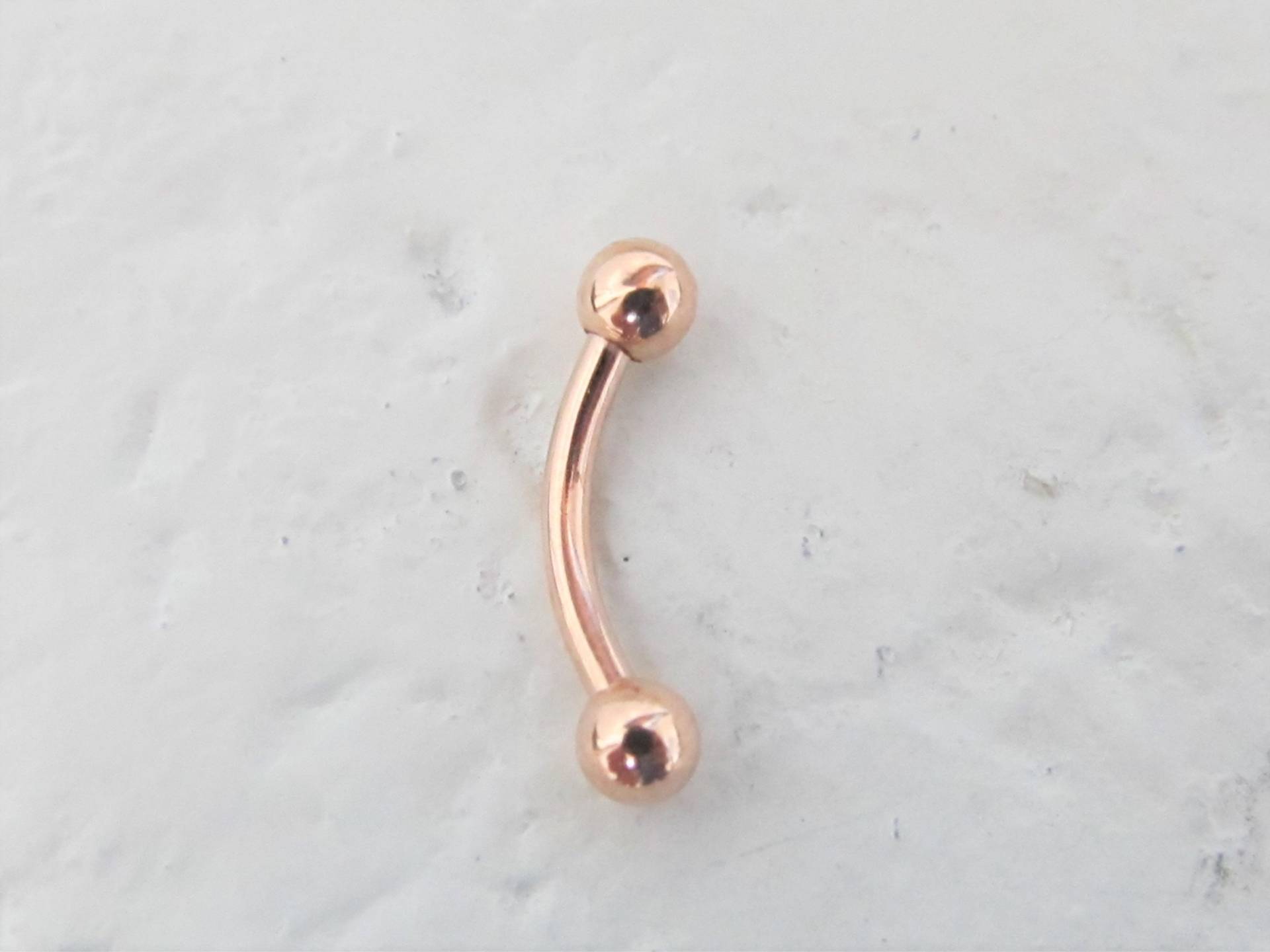 14K Solid Rose Gold-Rosenpiercing, Daith Piercing, Augenbrauen Piercing Curved Barbell..16G..6 Mm Oder..8 Mm..2, 2 Kugeln von XSBodyJewelry