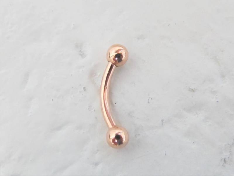 14K Solid Rose Gold-Rosenpiercing, Daith Piercing, Augenbrauen Piercing Curved Barbell..16G..6 Mm Oder..8 Mm..2, 2 Kugeln von XSBodyJewelry
