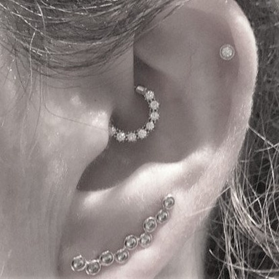 14K Solid White Gold Clicker, Krone Setting..16G..8 Mm von XSBodyJewelry