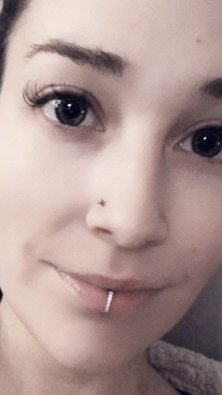 14K Solid White Gold Lip Ring..multistone Beadable Nahtlose Ring..18G..9 Mm von XSBodyJewelry