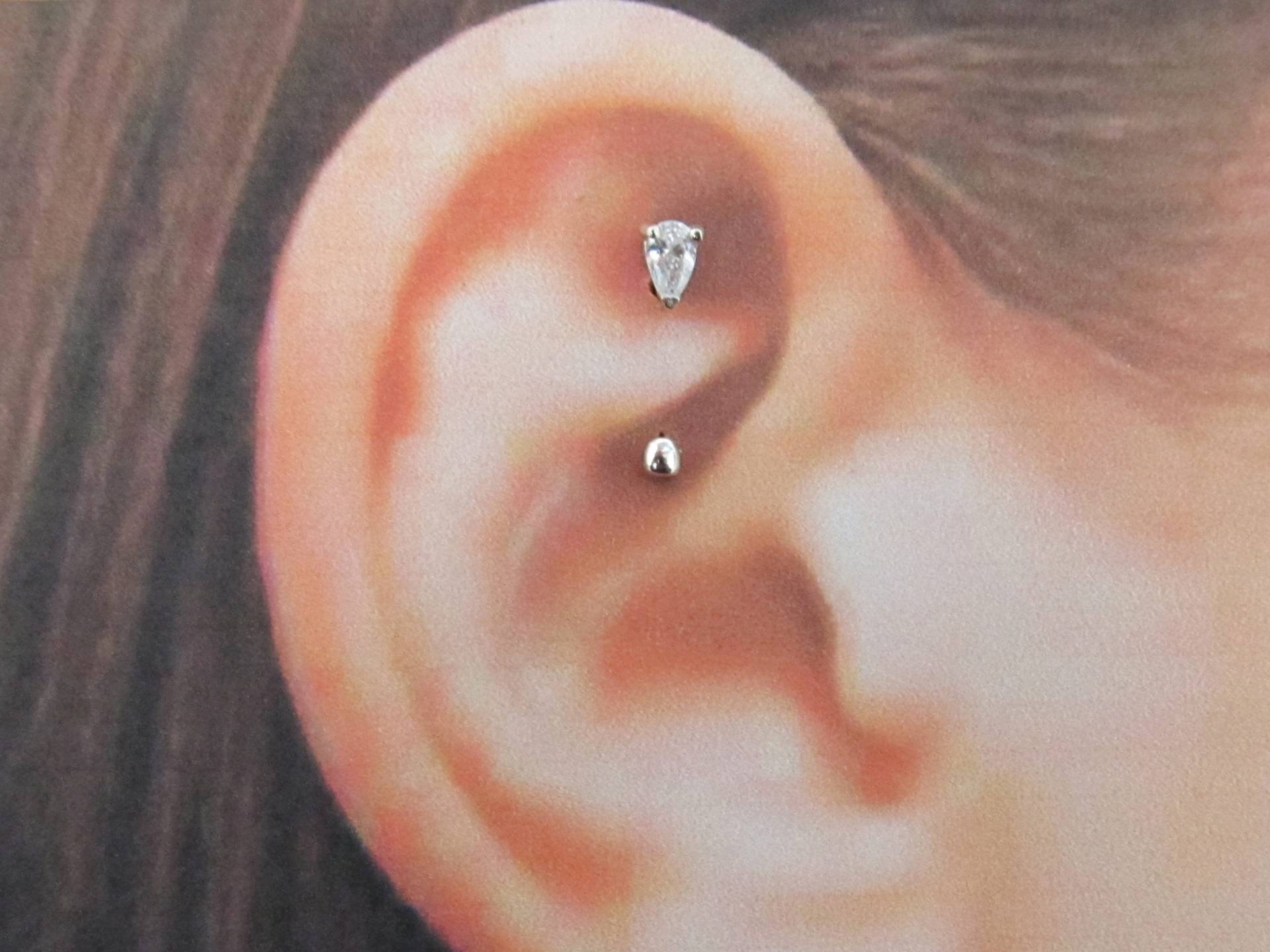 14K Weißgold-Turm Piercing Träne Gebogen Barbell..16G..8 Mm | 5/16 Massivgold von XSBodyJewelry