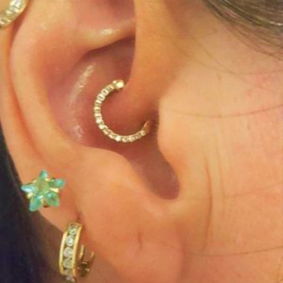 14Kt Massiver Rose Gold Daith Piercing Clicker Ring Mit Cz Es 16G.. 8mm von XSBodyJewelry