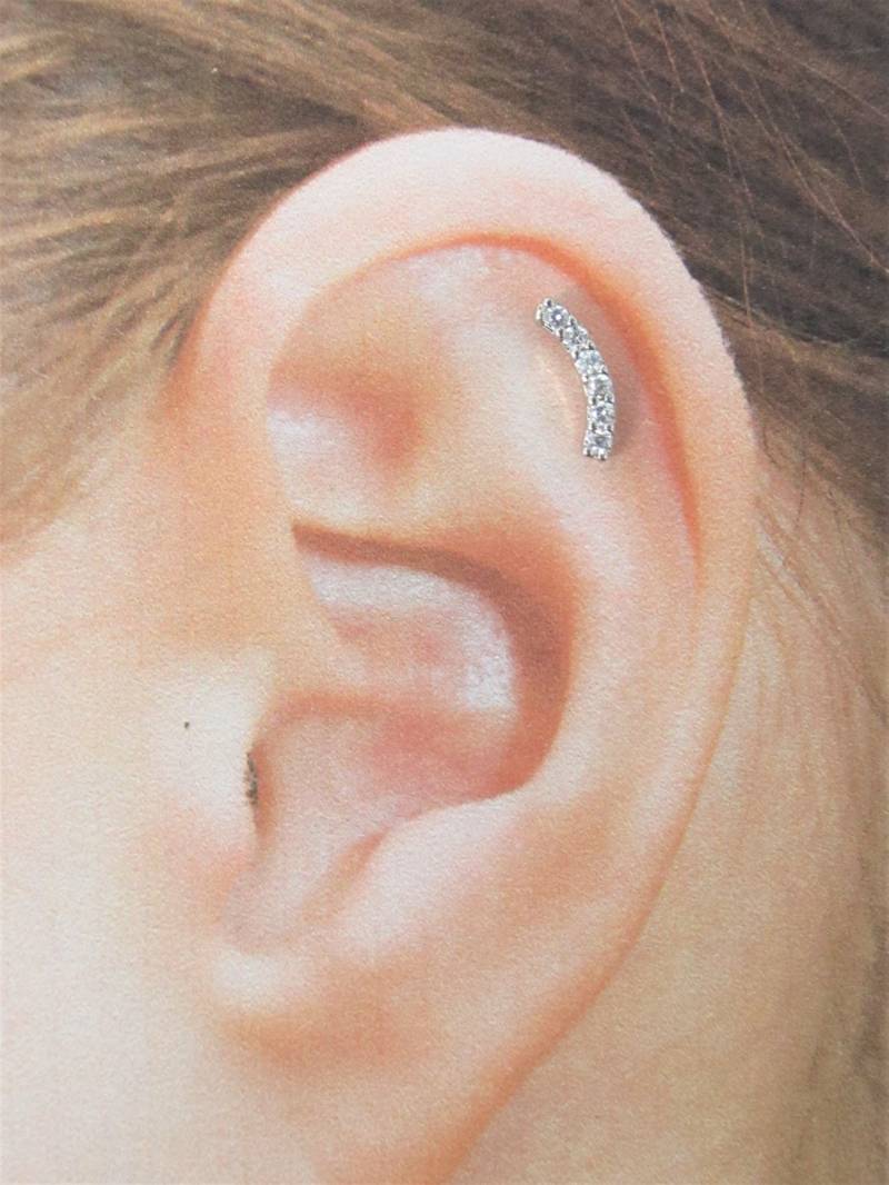 6 Cz Helix, Knorpelpiercing, Intern Gefädelte Labret Bar ..16G ..6 Mm Oder 8 von XSBodyJewelry