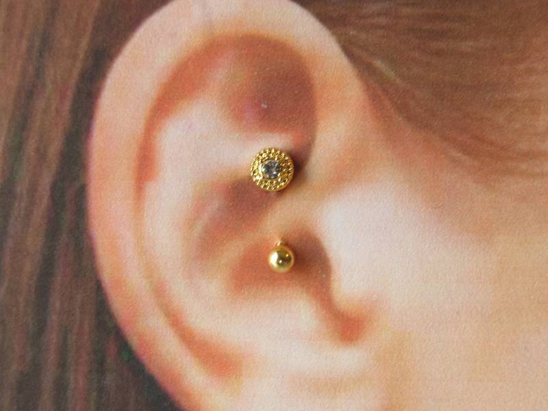 Golden Daith Piercing Chirurgenstahl Curved Barbell..16G..8 Mm von XSBodyJewelry