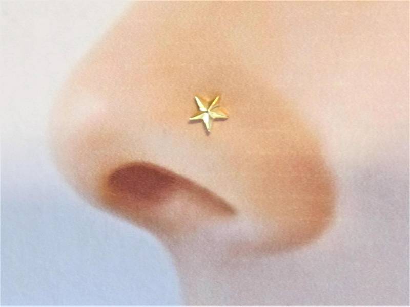 Golden Nautical Star Nasenring Stud..20G von XSBodyJewelry
