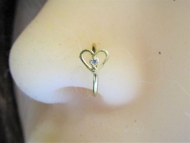 Goldener Herz Biegbarer Nasenring..20G..8 Mm von XSBodyJewelry