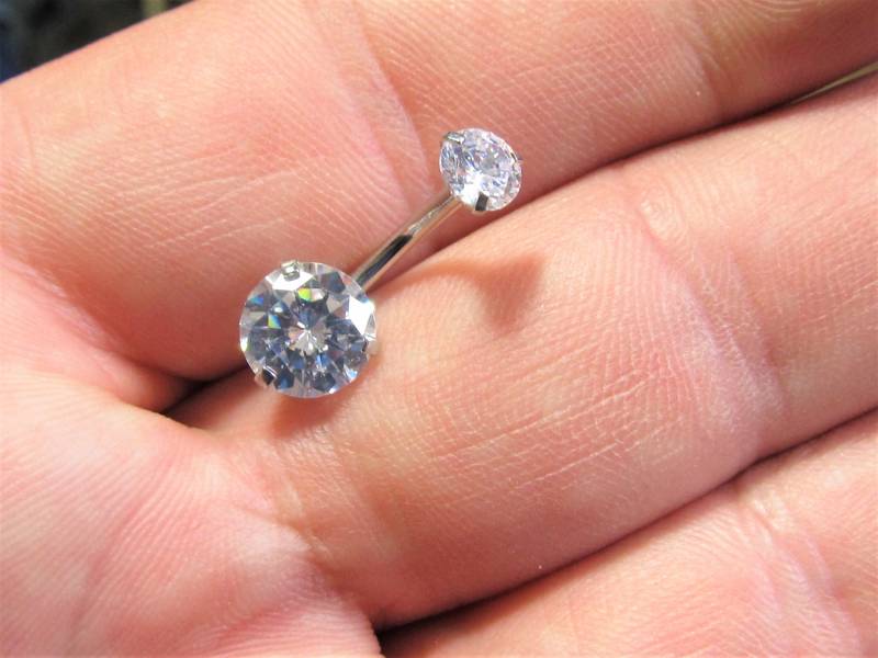 Innengefädelter Brillanter Cz Prung Set Nabel-Bauch-Ring Mit Cz ..14G ..10 Mm von XSBodyJewelry
