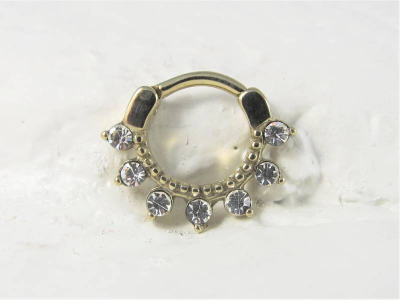 Licht Gold Daith Piercing, Septum Piercing Chirurgenstahl Cz Clicker Hoop Ring ..16G ..8 Mm von XSBodyJewelry