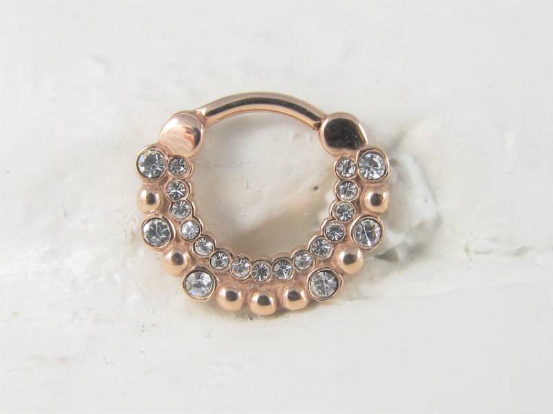 Rose Gold Daith Piercing, Septum Multiball Cz Clicker Hoop Ring ...chirurgenstahl ...16G ...8 Mm von XSBodyJewelry