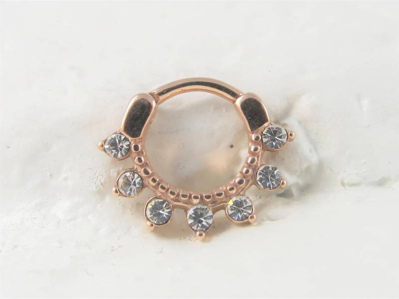Rose Gold Daith Piercing, Septum Piercing Chirurgenstahl Cz Clicker Hoop Ring ..16G ..8 Mm von XSBodyJewelry