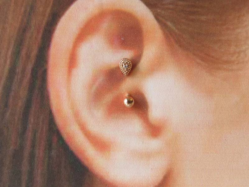 Rose Gold Daith Piercing Chirurgenstahl Teardrop Curved Barbell ...16G..8 Mm von XSBodyJewelry