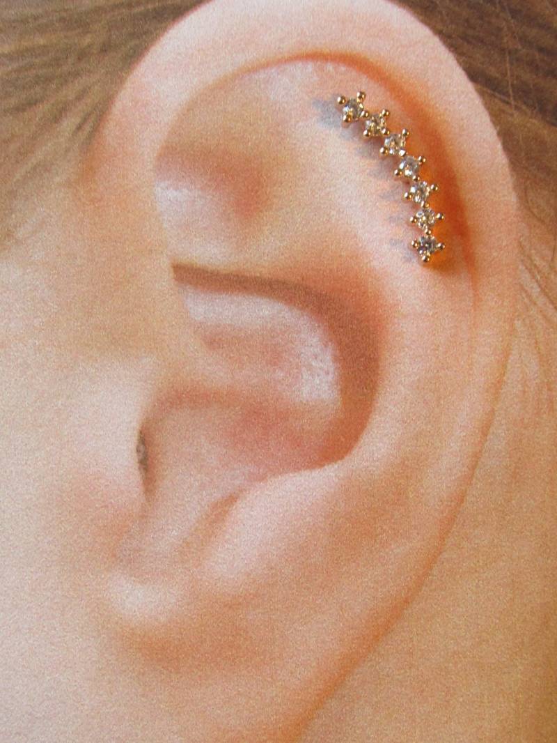 Rose Gold Plated 7 Cz Knorpel Piercing Barbell..16G..6 Mm von XSBodyJewelry