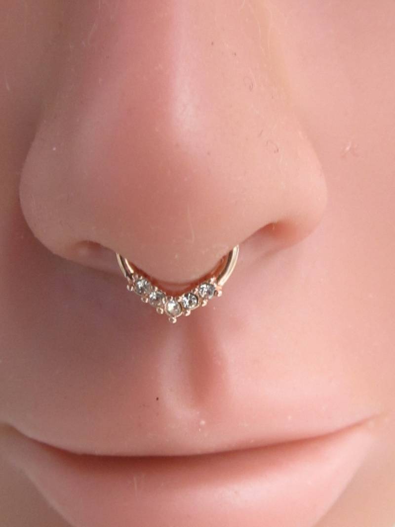 Rose Gold Plated Septum 5Cz Biegbarer Ring ..16G ..oder 18G ..8 Mm von XSBodyJewelry