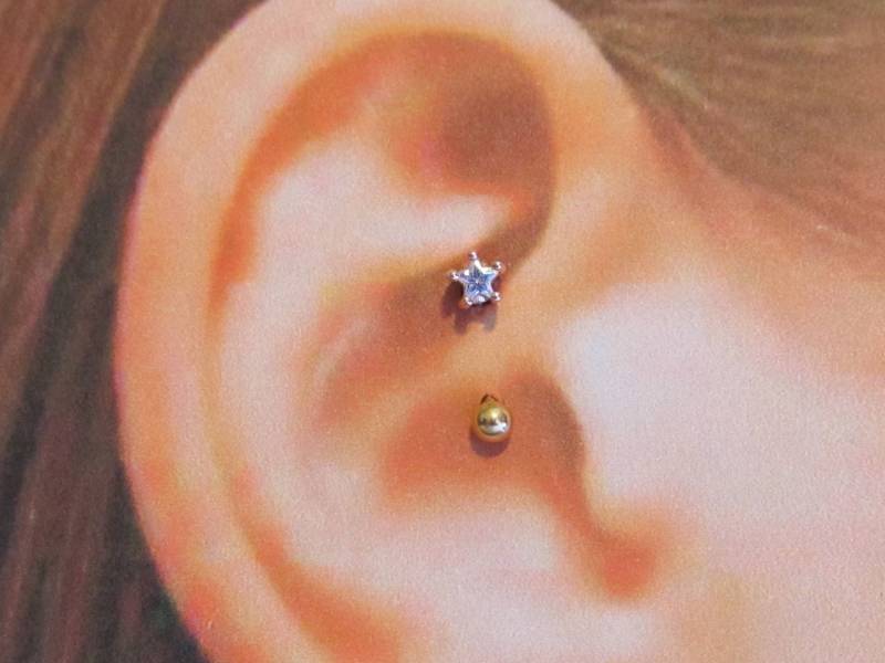 Rose Gold Stern Daith Piercing Chirurgenstahl Barbell..16G..8 Mm von XSBodyJewelry