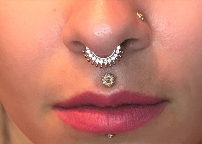 Rose Gold Überzogene Daith Piercing, Septum Cz Multiball ..bendable Ring ..18G ..8 Mm von XSBodyJewelry