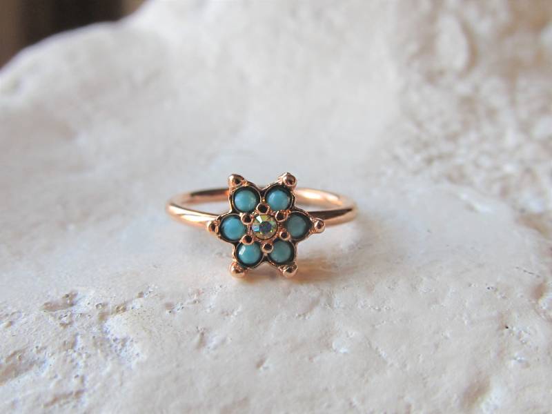 Rose Gold Vergoldet Conch Piercing Turqoise Blumenring.. 16G.. 10 Oder 12mm von XSBodyJewelry