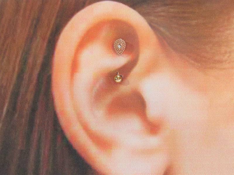 Rosegold Turmalin Piercing Sparkle Teardrop Chirurgenstahl Curved Barbell..16G..8 Mm von XSBodyJewelry