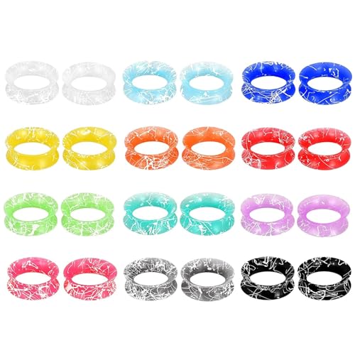 XSDSLS 12 Paar Ohr Tunnel Plug Silikon Tunnel Plug Ohr Flexibel Flesh Tunnel Ohr Plug Double Flared Tunnel Expander Ohr Tunnel Set Ohrtunnel Piercing Schmuck 6-18mm für Frauen, Mehrfarbige (12MM) von XSDSLS