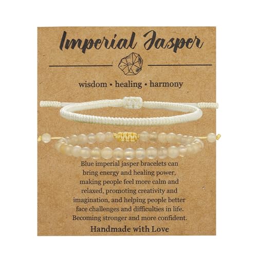 XSDSLS 2 Stück Armband Damen Herren Naturstein Perlenarmbänder Stapelbar Verstellbares Geflochtene Armbänder Kristall Perlen Armband Glücksarmband Tibet Stil Geschenke (Citrin) von XSDSLS