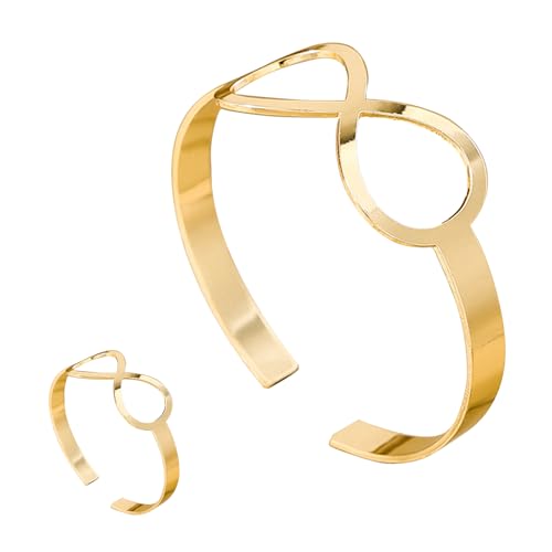 XSDSLS 2 Stück Gold Armreif Ringe für Damen Vergoldete Manschettenarmband Cuff Bangle Armband Breit Offener Armkette Offener Ringe Blumen Armreif für Frauen Mädchen (Unendlichkeit) von XSDSLS
