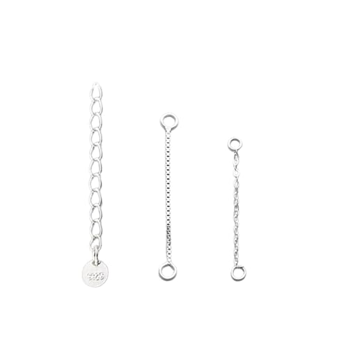 XSDSLS 3 Stück Kettenverlängerung 925 Sterling Silber Verlängerungskette um Ihre Colliers und Armband zu Verlängern Halskettenverlängerung Verlängerungskette für Damen (3,4,5CM) (Set 1–Silber) von XSDSLS