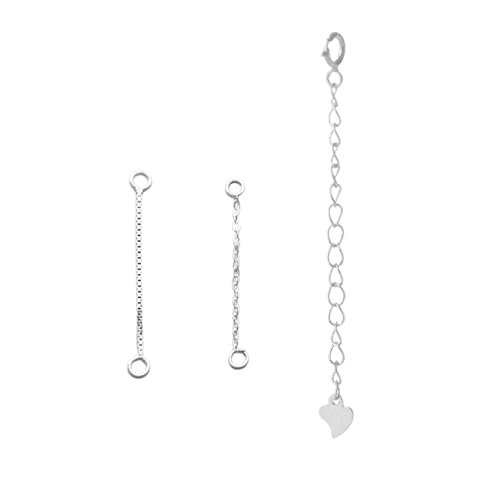 XSDSLS 3 Stück Kettenverlängerung 925 Sterling Silber Verlängerungskette um Ihre Colliers und Armband zu Verlängern Halskettenverlängerung Verlängerungskette für Damen (3,4,5CM) (Set 2–Silber) von XSDSLS