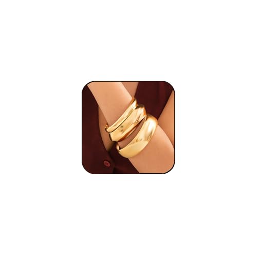 XSDSLS 3 Stück Silber/Gold Armreifen für Frauen, Chunky Armband, Breit Manschette Armbänder Stack Chunky Armband Set für Damen Mädchen (Gold) von XSDSLS
