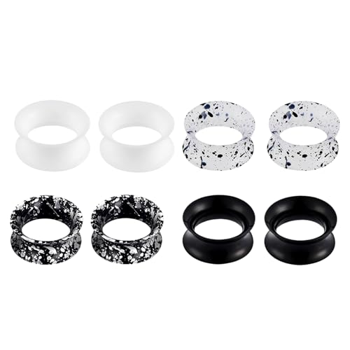 XSDSLS 4 Paar Silikon Flesh Tunnel Set 6-20mm Ohr Tunnel Plug Silikon Ohrdehner Double Flared Flexibler Expander Ohr Ohrtunnel Piercing Schmuck für Herren Damen (Color-size1, 6MM) von XSDSLS