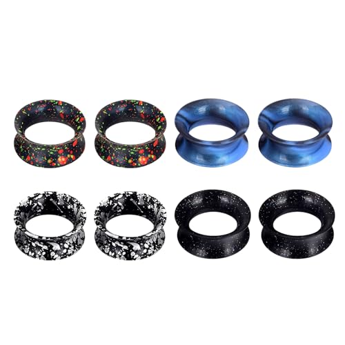 XSDSLS 4 Paar Silikon Flesh Tunnel Set 6-20mm Ohr Tunnel Plug Silikon Ohrdehner Double Flared Flexibler Expander Ohr Ohrtunnel Piercing Schmuck für Herren Damen (Color-size2, 10MM) von XSDSLS