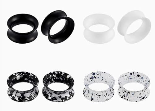 XSDSLS 4 Paar Silikon Flesh Tunnel Set 6-20mm Ohr Tunnel Plug Silikon Ohrdehner Double Flared Flexibler Expander Ohr Ohrtunnel Piercing Schmuck für Herren Damen (Color-size2, 8MM) von XSDSLS