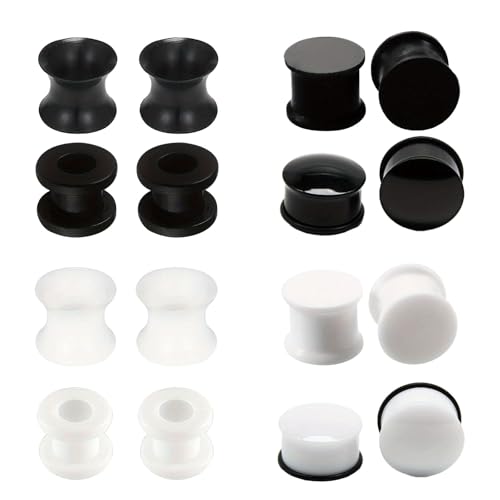 XSDSLS 8 Paar Flesh Tunnel Set Silikon/Acryl 6-16mm Ohr Tunnel Plug Silikon Ohrdehner Double Flared Flexibler Expander Ohr Piercing Schmuck für Herren Damen (6MM) von XSDSLS