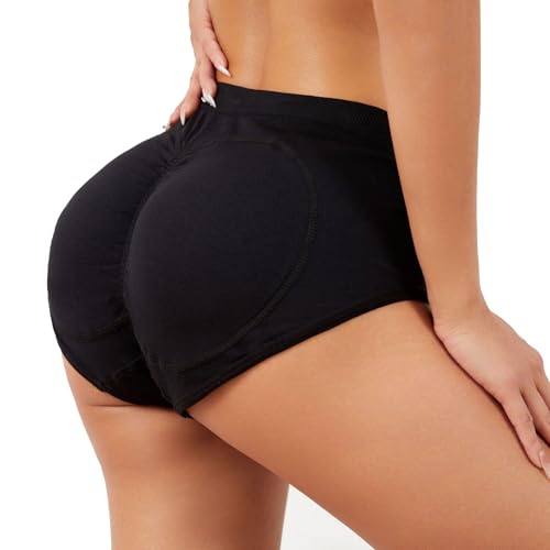 XSDSLS Damen Po Push Up Unterhose Butt Lifter Höschen Gepolsterter Enhancers Fake Ass Nahtlose Hip Enhancer Figurformende Miederslip (DE/NL/SE/PL, Alphanumerisch, S, Regular, Regular, Schwarz) von XSDSLS
