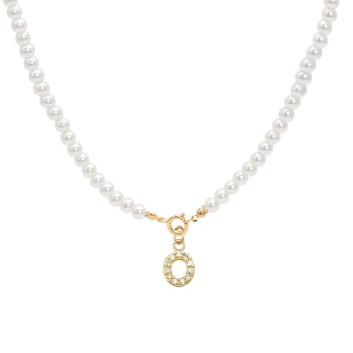 XSDSLS Gold Perlenkette Initialen Halskette mit Buchstaben für Frauen,Initialen Perlenkette,Einstellbare A-Z Anhänger Initialen Anhänger Perlenketten,Weihnachtstag Geschenke für Frauen (O) von XSDSLS