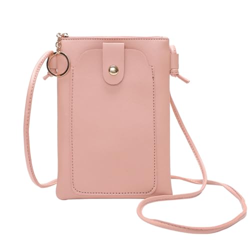XSDSLS Handytasche für Damen Zum Umhängen Wasserdicht PU Leder Crossbody Schultertasche Handytasche Mini Handy Kleine Tasche Lady Umhängetasche mit Abnehmbarem Verstellbarem für Frauen (Hellrosa) von XSDSLS